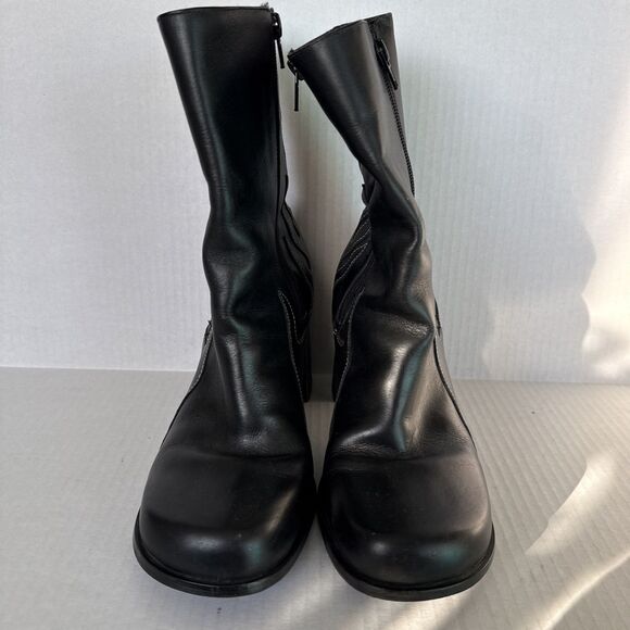 Harley Davidson Womens Leather High Heel Riding Flame Boots Sz 9M Black See Pics - Picture 6 of 12